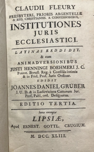 (9e)  Fleury - Istututiones Juris Ecclesiastici - 1743