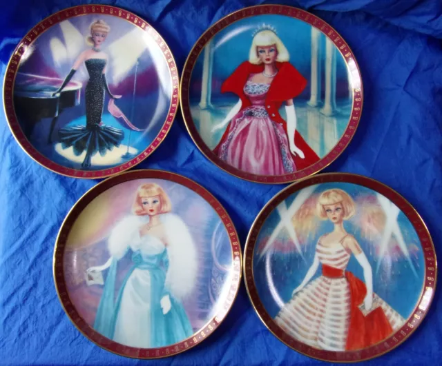 The High Fashion Barbie Collector Plate x4 Susie Morton Danbury Mint 60 63 65 66