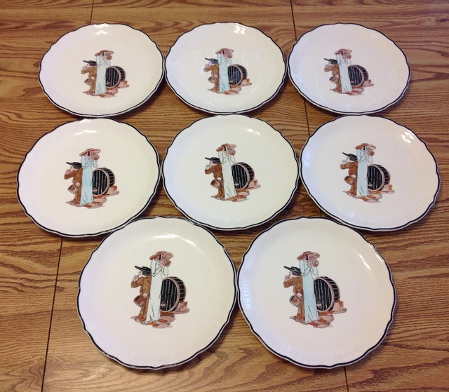 VTG Syracuse China Syralite Restaurant Ware 9.75" Dinner Plate Friar Monk (8)