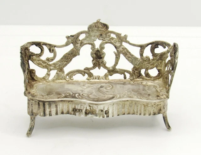 Vintage Miniature Sofa Reticulated Sheffield 1898 England Sterling Silvers .925