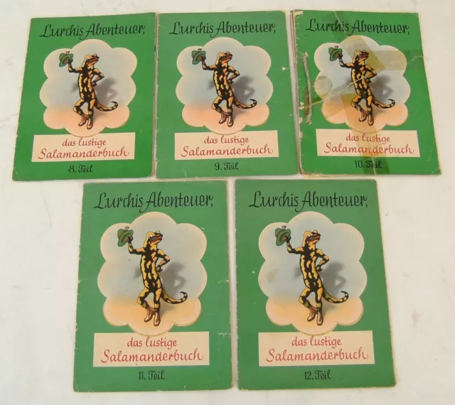 5 x Lurchis Abenteuer Salamander Werbehefte Teile 8 - 12 von ca. 1955