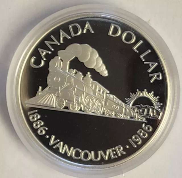 1986 Proof RCM Canadian Silver 1 Dollar Coin. In OGP, 50% Silver. Elizabeth II.