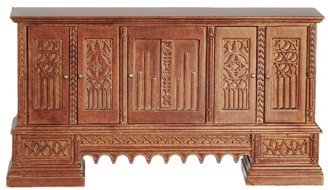 Dollhouse Credenza Sideboard Jacobean JBM Miniature Walnut Dining Furniture Dollhouse Credenza Sideboard Jacobean JBM Miniature Walnut Dining Furniture