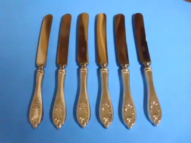 6 Silverplate Dinner Knives 10 1/4 Inches Old Colony 1911 1847 Rogers Bros.