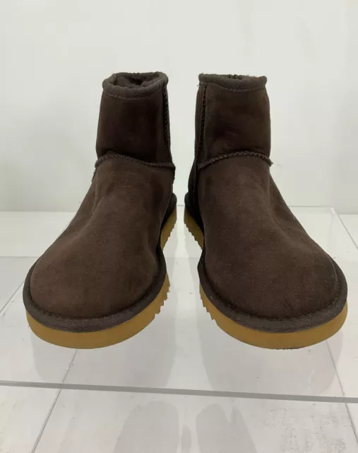 UGG Australia Classic Mini Dark Brown Suede Sheepskin-Lined Pull-On Boots 7