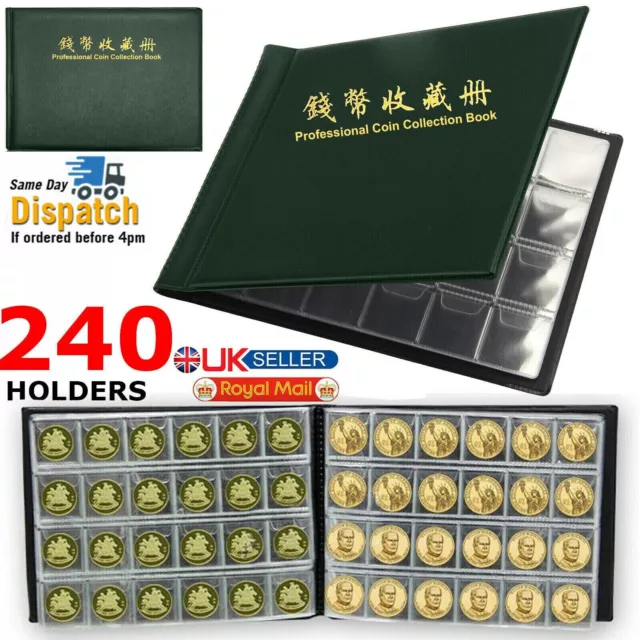 240 Coin Album Book Money Penny Storage Holder Collection Collecting Folder Case