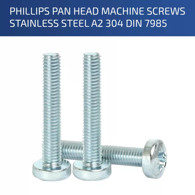 M4 X 30Mm Phillips Pan Head Machine Screws Stainless Steel Din 7985