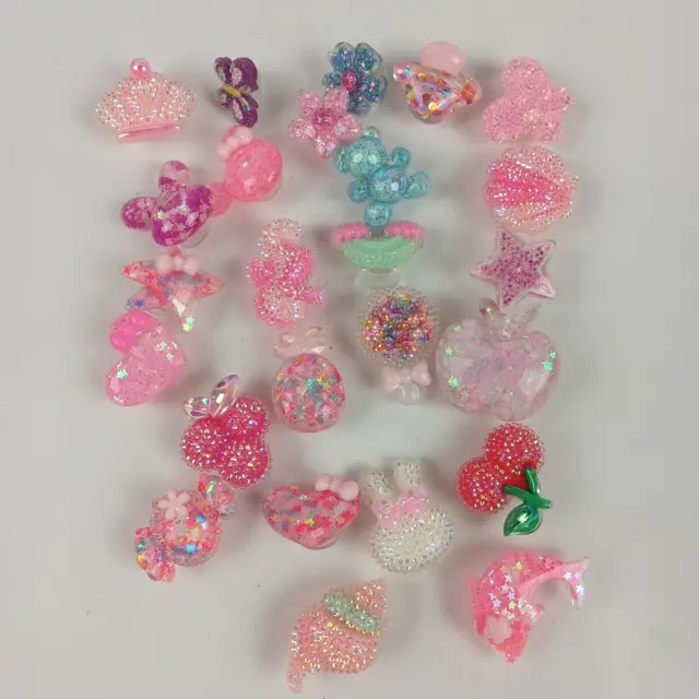 25 Shoe Charms Pink Sparkles Glitter Girl's Fun Bling Decoration