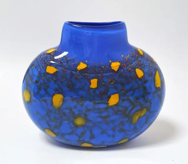 Maureen Williams Australian Studio Art Glass Pillow Vase Hand Blown Signed