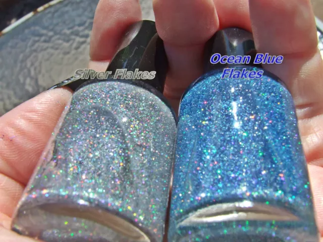 25g Silver Holographic Halo Flakes Kandys URETHANE BASE Lacquer Acrylic Clear