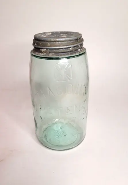 Vintage  Hero Cross Mason's Nov 30th 1858 Glass Quart Fruit Canning Jar