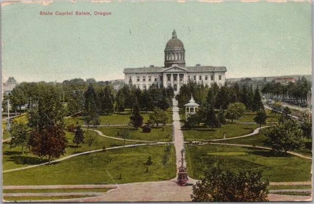 SALEM, Oregon Postcard Old State Capitol Building View Sprouse & Son / 1909