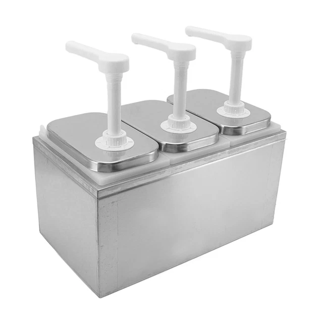 (2L Triple Pump)Sauce Dispenser Plastic And Stainless Steel Condiment Pump XS