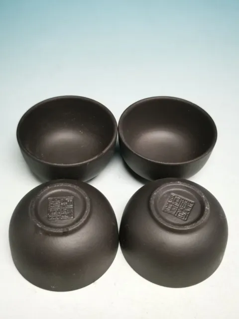 .A SET Nice Yixing China Purple Sand Material Black Drinking Tea Cup W Mark M04