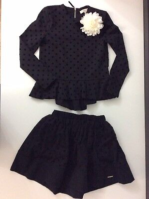 Twin Set Girls Outfit, Set, Size Age 10, 140 Cm, Skirt & Top, Black Vgc