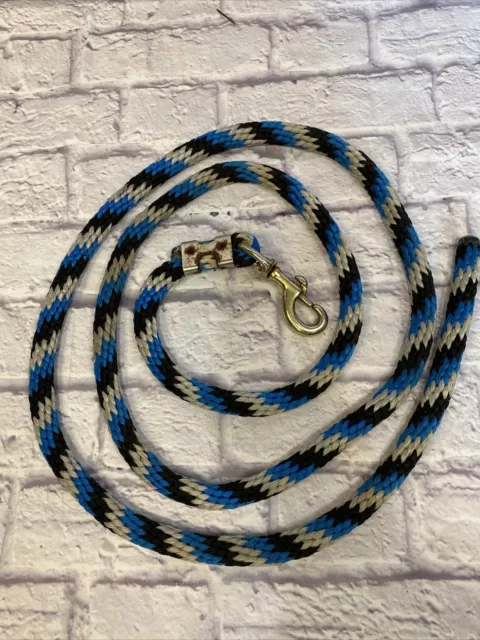 Horse Lead Rope Gray Blue Black Equine Used Cheap Tack