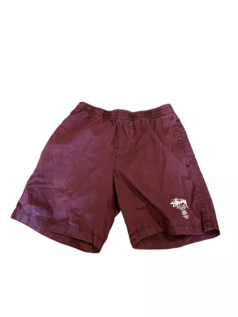 Stussy Men’s Board Shorts Size 28 Purple Elastic Waist Pockets Logo Beach Surf