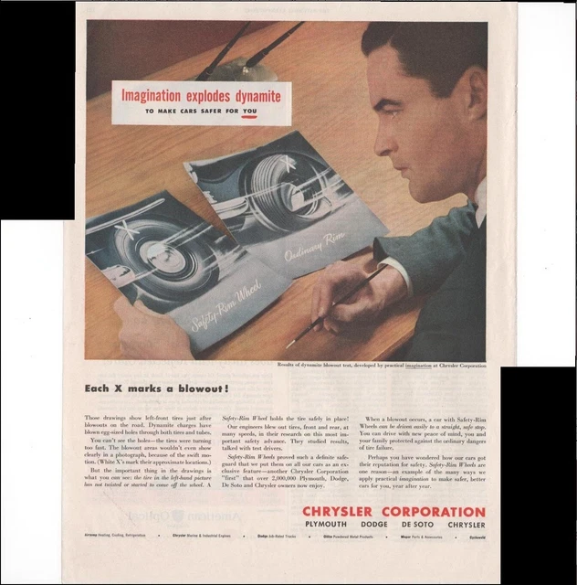 Chrysler Corporation Safety Rim Wheels Car 1948 Vintage Antique Advertisement
