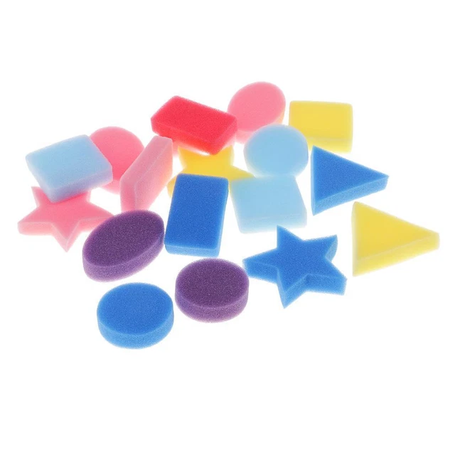 Kit 18 Éponges De Peinture Formes Géométriques - Tampons Créatifs Pour Enfants, Bricolage, Apprentissage Artistique
