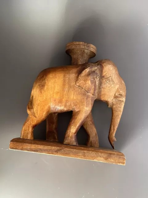 Vintage Hand Carved Wooden Elephant Made In Thailand