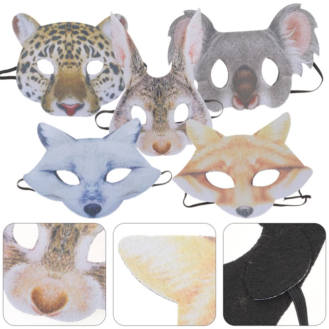 5 Pcs Plastic Animal Mask Miss Animals Jungle Theme Party Costume