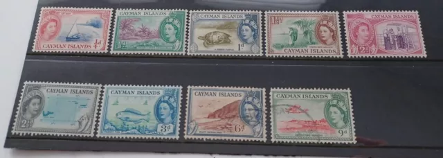 Cayman Is 1953 Elizabeth II pictoral defins 1/4d to 9d fine LM and used