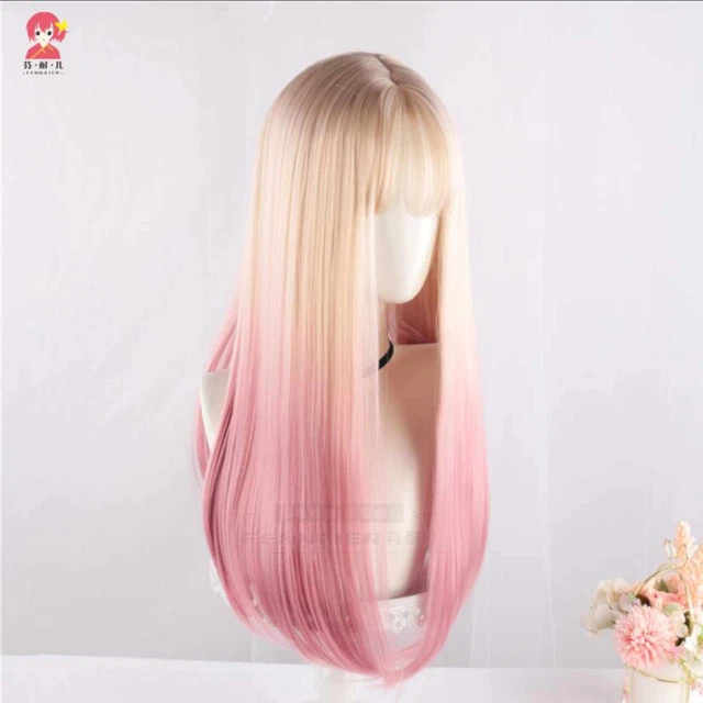 Gradient color Long straight hair women cosplay wig style wigs heat resisting