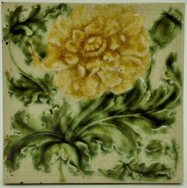 Antique Fireplace Tile Minton Moulded Tile With Intaglio Back C1900 Antique Fireplace Tile Minton Moulded Tile With Intaglio Back C1900