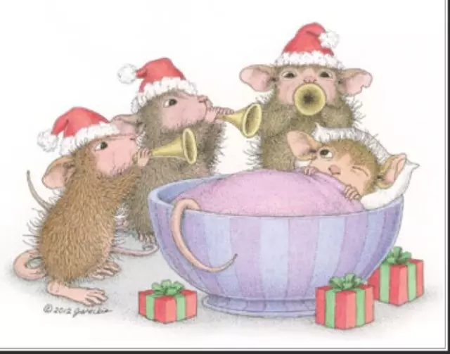 New Stampendous RUBBER STAMP cling House Mouse CHRISTMAS MORNING