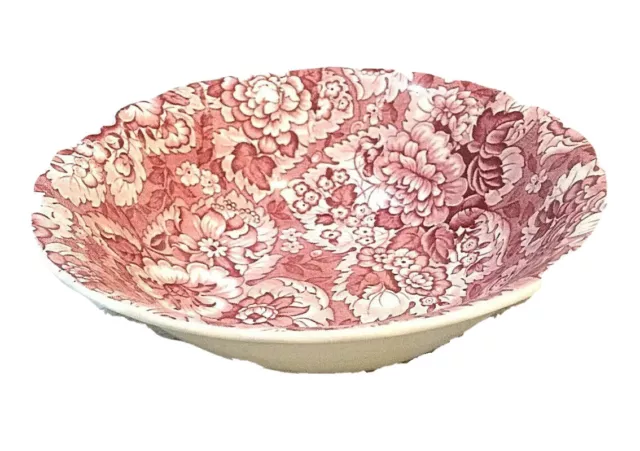 Red floral porcelain cereal bowl Enoch Wedgwood Gainsborough England