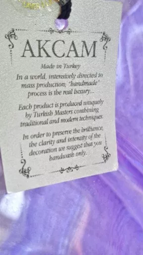 AKCAM Iridescent Glass Decorative Flower Bowl  Purple Handmade In Turkey 2