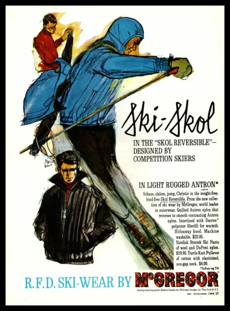 1962 McGregor Skol Reversible Antron Ski Wear Jackets Ski Pants Vintage Print Ad