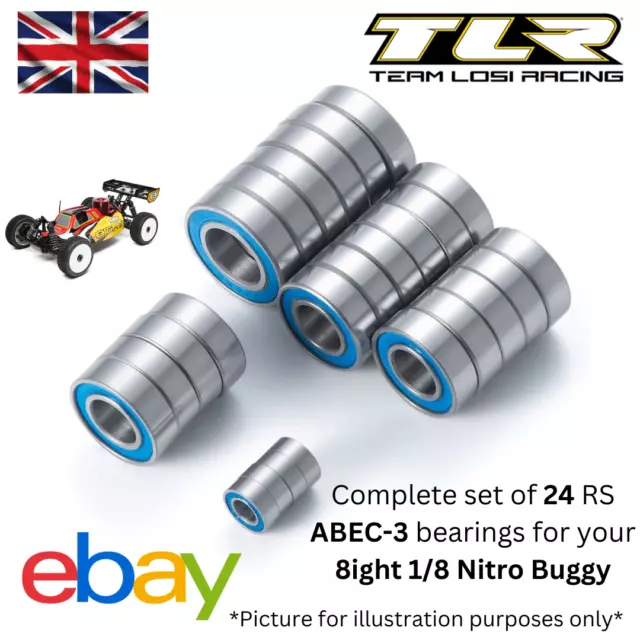 Team Losi 8ight 1/8 Nitro Buggy Juego Completo de Actualización 24 Rodamientos RS Reino Unido ABEC-3