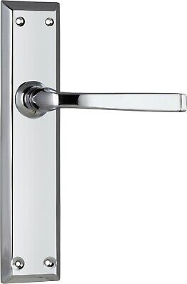 pair of polished chrome menton lever door handles and backplates,225 x 50 mm