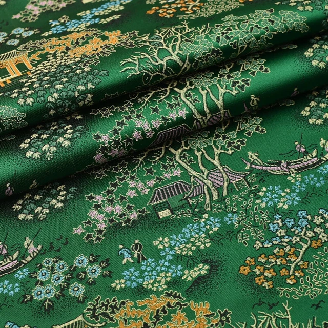 Tissu Satin Faux Soie Floral Brocart - Pour Robe Qipao, DIY Rétro, Vendu Au Mètre