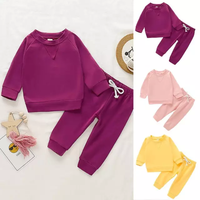 2PCS Toddler Kids Baby Girls Clothes T-shirt Tops Pants Outfits Tracksuit