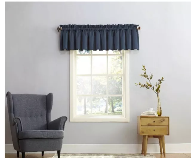 Rod Pocket Curtain Valance -54"x18"- Sun Zero - Navy - New