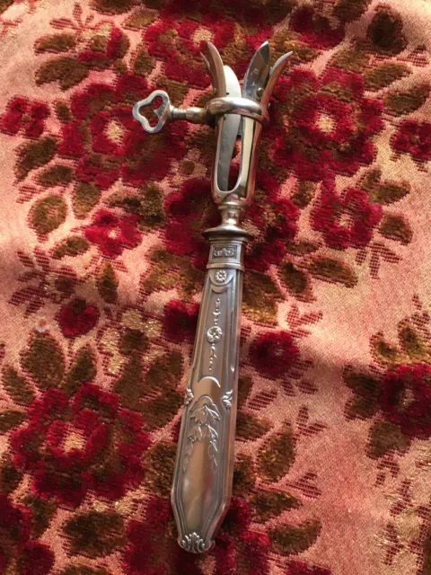 Antique French "Art Nouveau" 950 Silver Handle Lamb Leg Holder Minerva 1