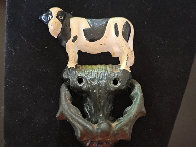 Antique Reclaimed Cast Iron Cow Door Knocker Vintage Farm House