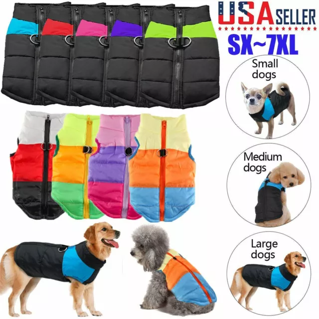 Pet Vest Jacket Warm Puppy Dog Waterproof Clothes Small/Large Winter Padded Coat