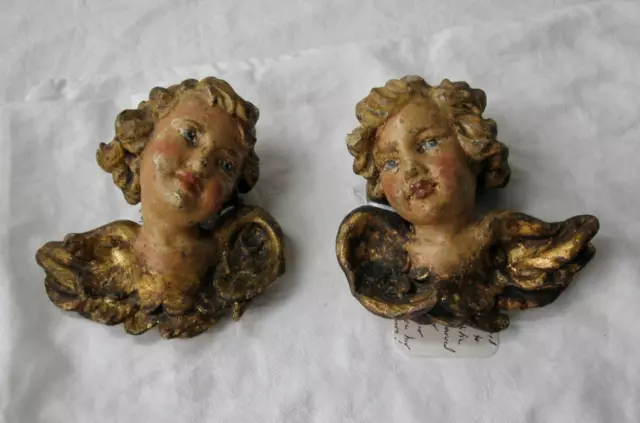 Figurines antiques sculptées Angel Putti chérubin 19ème siècle rares polychrome Italie Allemagne 2