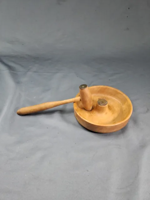 Vintage Nut Cracker Hammer & Wood Bowl Set - 5 inch diameter