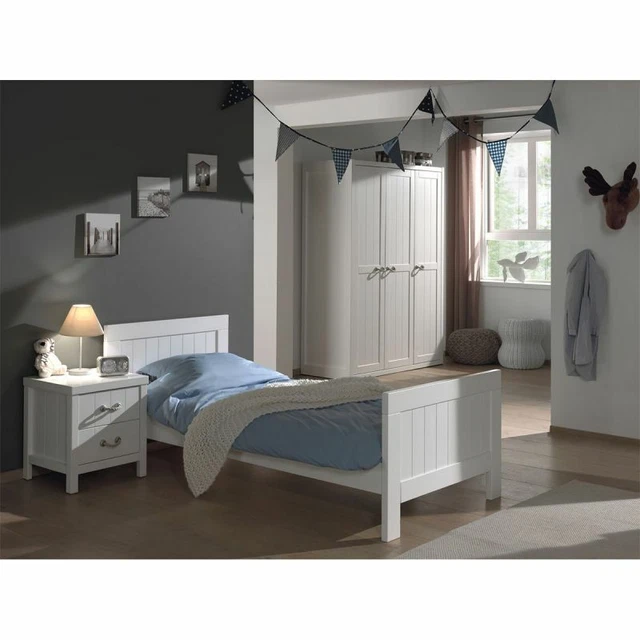 Paris Prix - Pack - Lit Enfant, Chevet & Armoire "lewis" Blanc