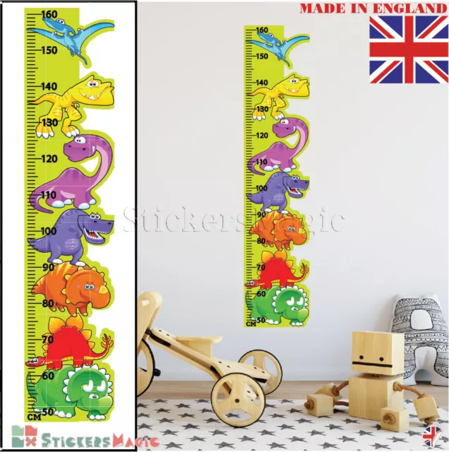 Dinosaur Height Chart Wall Sticker Measure Kids Boys Childrens Art Ruler Growth