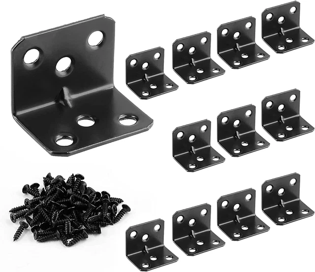 12PCS Right Angle Bracket, 90 Degree L Shaped Brackets Heavy Duty Stai