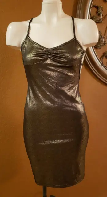 Espiral Lingerie Gold & Black Bodycon Mini Dress Size S