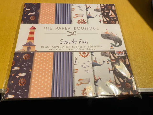 The Paper Boutique - Seaside Fun - Decorative Papers - 36 8x8 Sheets - New