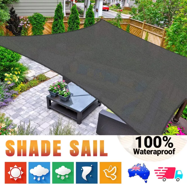 Waterproof Rectangle Sun Shade Sail 98% UV Block 320 GSM Extra Heavy Duty