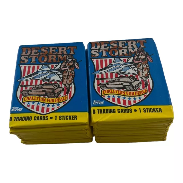 (22) 1991 Topps Desert Storm 8 Card 1 Sticker Pack Lot