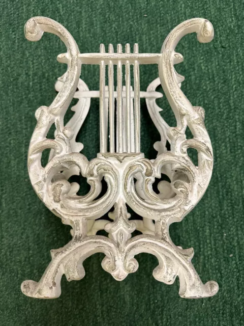 Vintage Unique  Cast Iron Lyre Harp Sheet Music | Magazine Rack Holder.